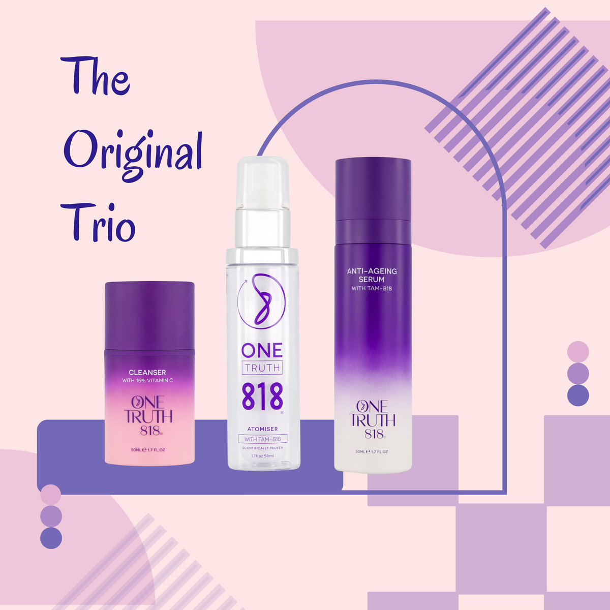 Renewal Serum 3個セット The Trio - One Truth 818 Serum, Atomiser & Cleanser 50ml